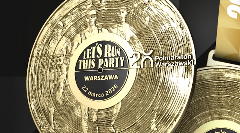 Medal 20. Półmaratonu Warszawskiego jak winylowa płyta