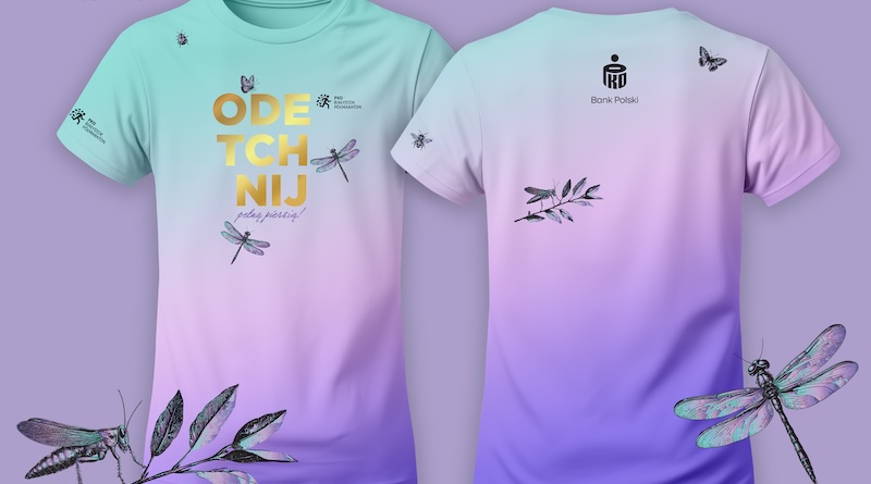 Oto oficjalna koszulka 13. PKO Białystok Półmaratonu. Natura, oddech i lekkość biegu